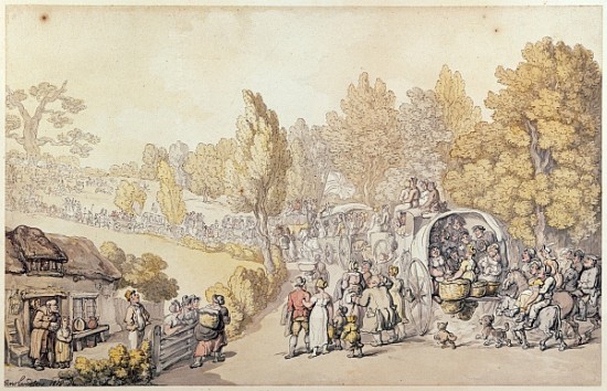 Cartoon depicting country folk leaving for the town von Thomas Rowlandson