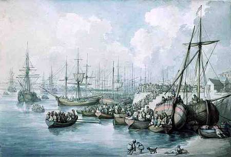The Disembarkation of the Royalists of Toulon at Southampton in 1794 von Thomas Rowlandson