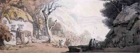 View from above the Cliffs, the Mumbles, South Wales (pen, w/c & pencil on von Thomas Rowlandson