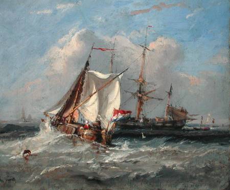 A Dutch Smalschip in a Strong Breeze von Thomas Sewell Robins