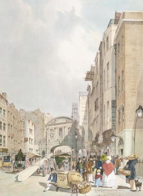 Temple Bar, from the Strand, from 'London As It Is', engraved and pub. by the artist, 1842 (colour l von Thomas Shotter Boys