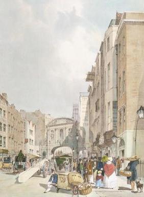 Temple Bar, from the Strand, from 'London As It Is', engraved and pub. by the artist, 1842 (colour l 19th