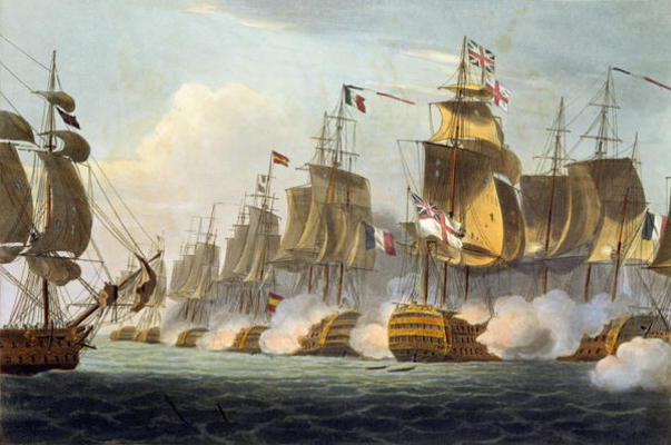 Battle of Trafalgar, October 21st 1805, from 'The Naval Achievements of Great Britain' by James Jenk von Thomas Whitcombe