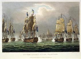 Sir Robert Calder's Action, July 22nd 1805, engraved by Thomas Sutherland for J. Jenkins's 'Naval Ac 17th