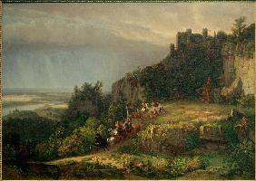 Kampf vor der Burg (Burg Drachenfels) 1849
