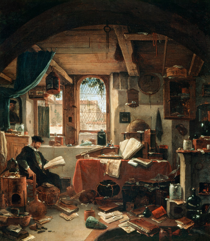 Ein Alchemist in seinem Labor von Thomas Wyck