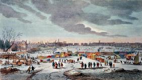 Frost Fair on the River Thames near the Temple Stairs in 1683-84, engraved by James Stow (1770-c.182 19th