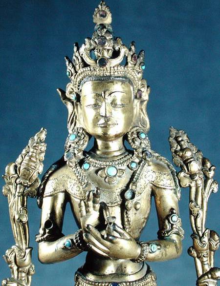 Buddha of the Future or Bodhisattva Maitreya, from Tibet, 15th-19th century (gold, bronze, amethyst von Tibetan Art