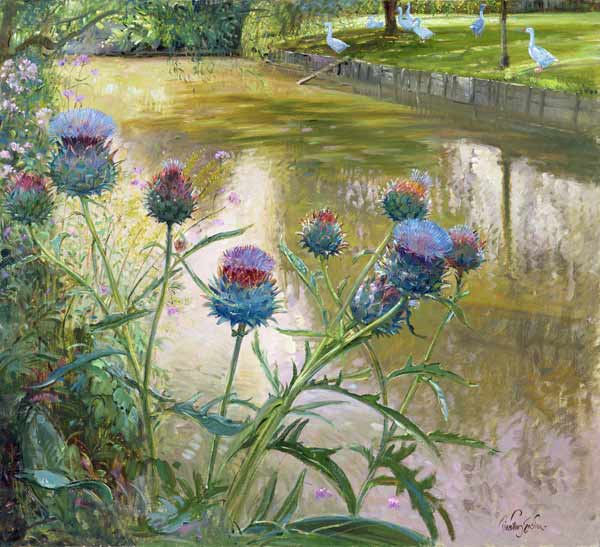 Cardoons Against the Moat (oil on canvas)  von Timothy  Easton
