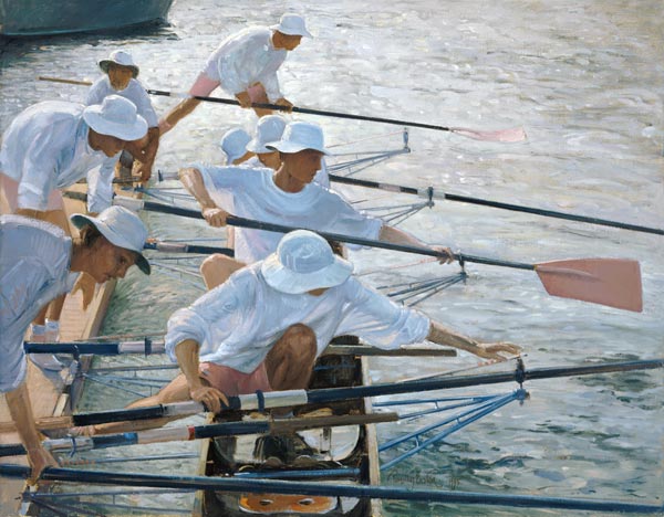 Securing Oars, Henley (oil on canvas)  von Timothy  Easton