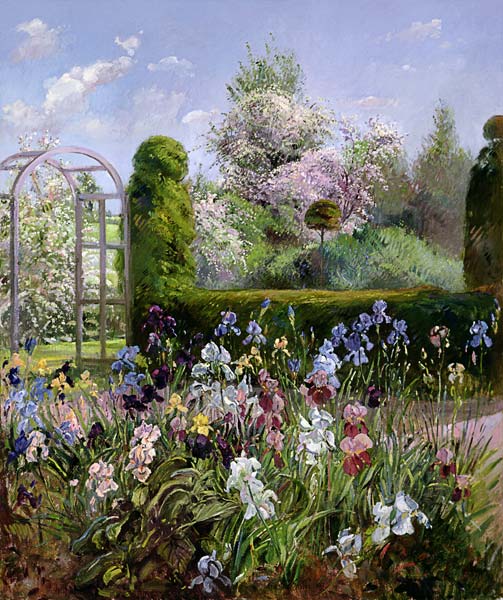 Irises in the Formal Gardens, 1993  von Timothy  Easton