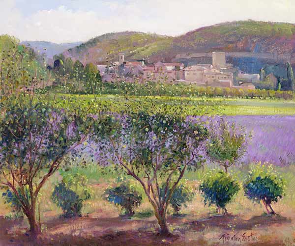 Lavender Seen Through Quince Trees, Monclus (oil on canvas)  von Timothy  Easton