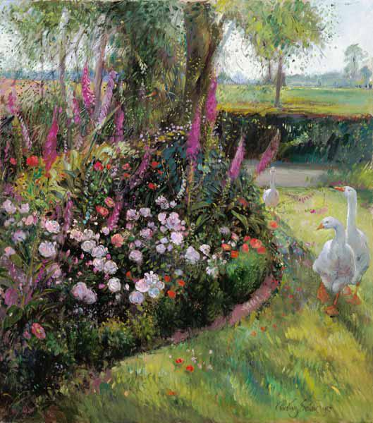 Rose Bed and Geese, 1992 