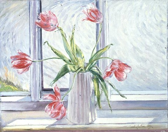 Tulips Against Moving Water von Timothy  Easton