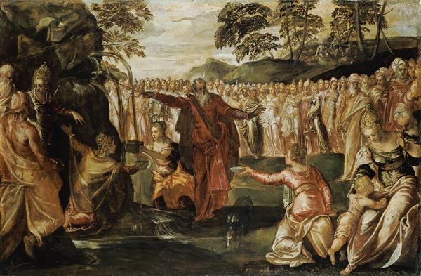 Moses schlägt Wasser aus dem Felsen von Tintoretto (eigentl. Jacopo Robusti)
