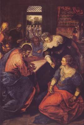 Christus bei Maria und Martha von Tintoretto (eigentl. Jacopo Robusti)