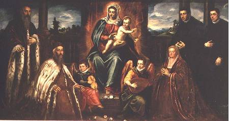 Doge Alvise Mocenigo and Family with Senator Loredama before the Madonna and Child von Tintoretto (eigentl. Jacopo Robusti)