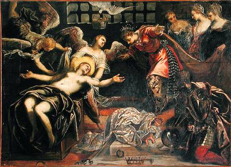 Saint Catherine of Alexandria receives a visit from the empress while in prison von Tintoretto (eigentl. Jacopo Robusti)