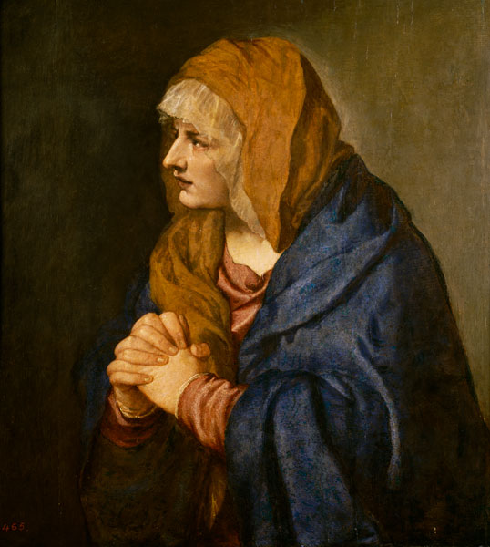 Mater Dolorosa mit gefalteten Händen von Tizian (Tiziano Vercellio/ Titian)