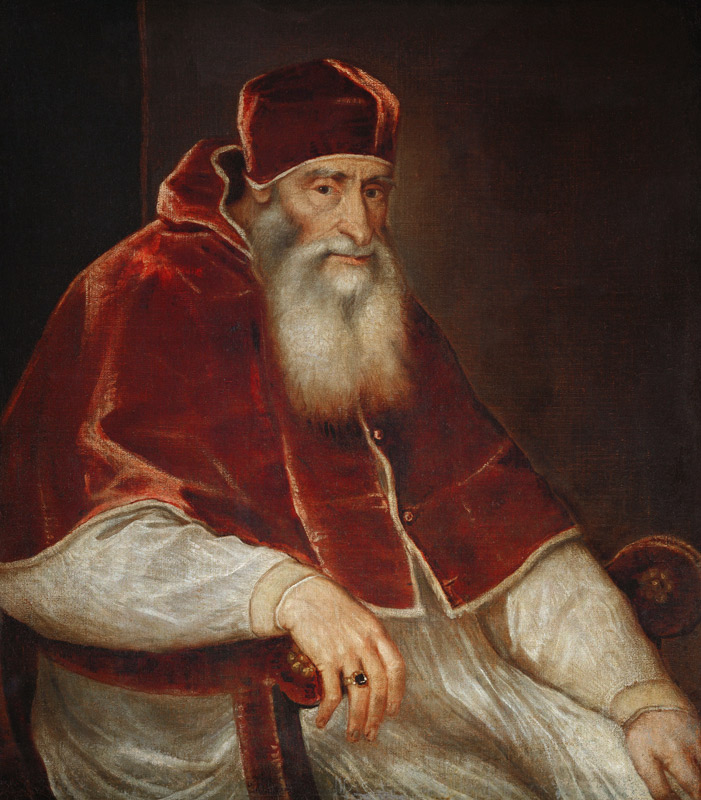Papst Paul III. Farnese (1468-1549) von Tizian (Tiziano Vercellio/ Titian)