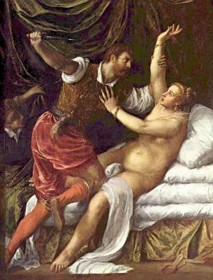 Tarquinius und Lucretia von Tizian (Tiziano Vercellio/ Titian)