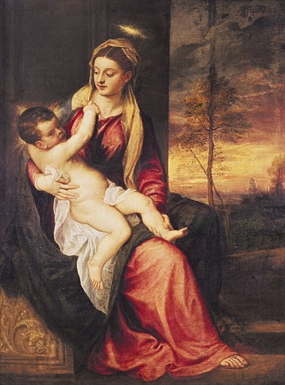 Virgin with Child at Sunset von Tizian (Tiziano Vercellio/ Titian)