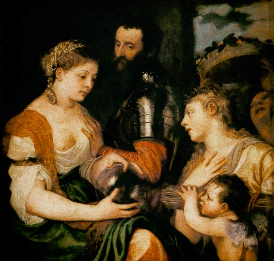 "Allegorie", sog. Allegorie des Alfonso d'Avalos, Marchese del Vasto. von Tizian (Tiziano Vercellio/ Titian)