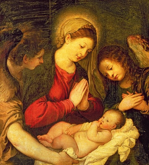 Madonna and Child with Two Angels von Tizian (Schule)