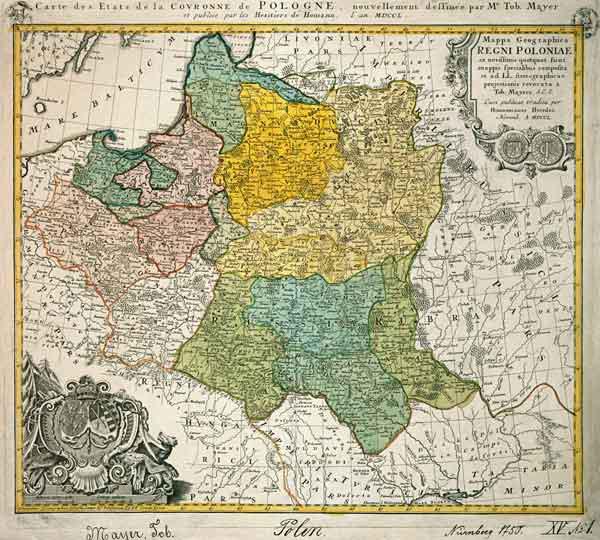 Polen, Landkarte von Mayer 1750