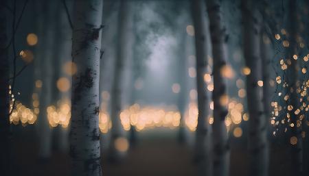 Glühender Birkenwald