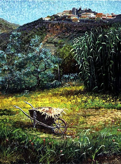 Wheelbarrow, Montecatini, Tuscany (oil on canvas)  von Trevor  Neal