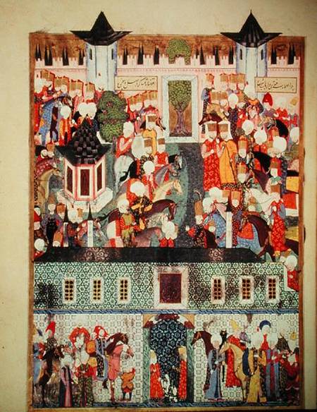 H 1517 f.17v Enthronement of Suleyman the Magnificent (1494-1566) from the 'Suleymanname' by Arifi von Turkish School