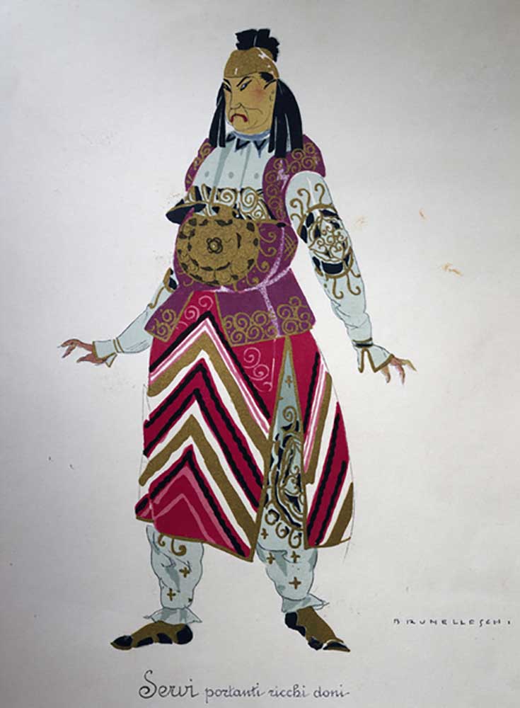 Kostüm für einen Diener aus Turandot von Giacomo Puccini, Entwurf von Umberto Brunelleschi (1879-194 von Umberto Brunelleschi