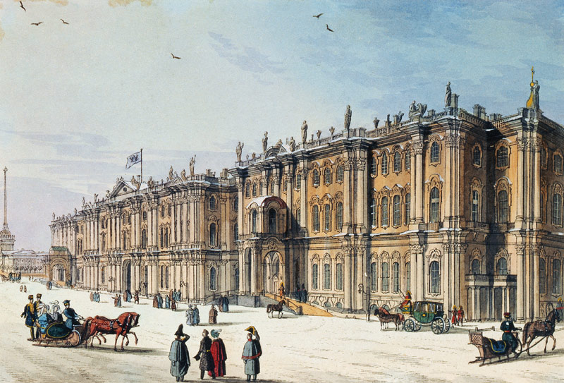 Blick auf den Winterpalast in Sankt Petersburg (Album von Marie Taglioni) von Unbekannter Künstler