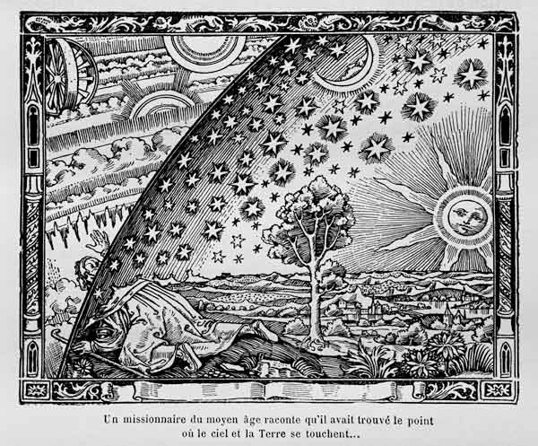 Die Form des Himmels (Flammarions Holzstich). Aus L'atmosphère. Météorologie populaire von Camille von Unbekannter Künstler