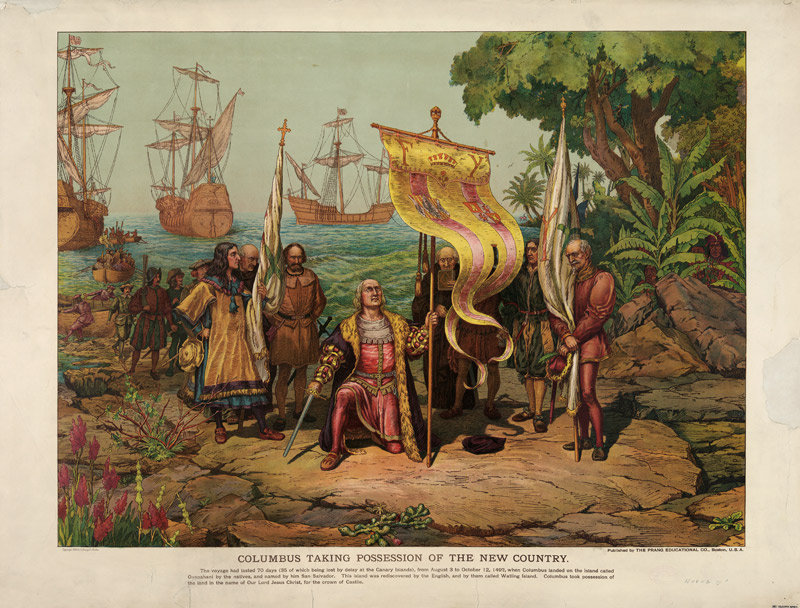 Kolumbus landet auf der Insel San Salvador am 12. Oktober 1492 von Unbekannter Künstler