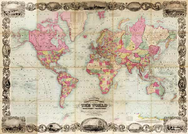 Weltkarte in Mercator-Projektion von Unbekannter Künstler