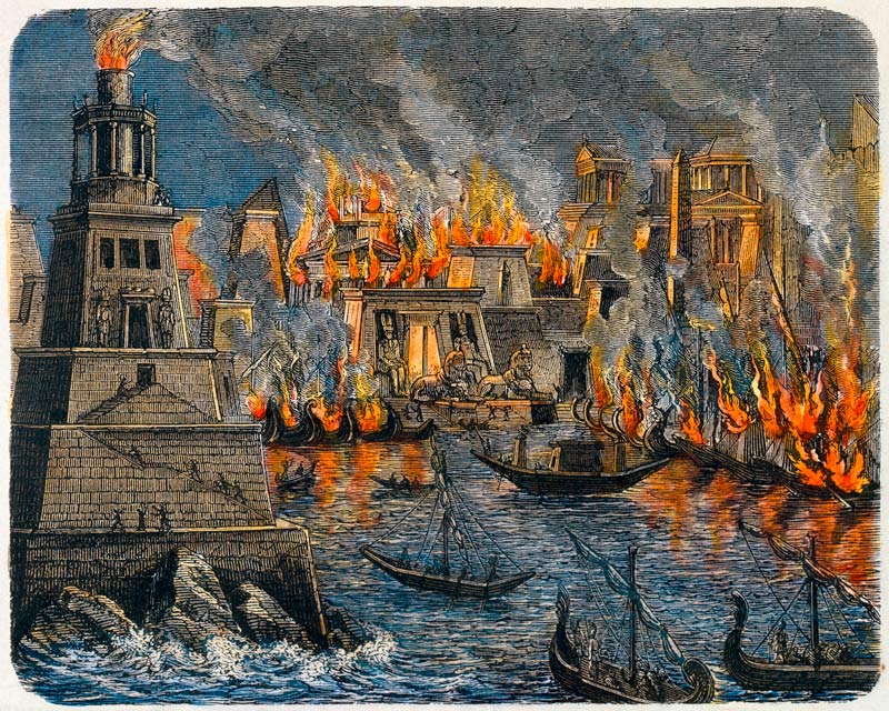 Der Brand der Bibliothek von Alexandria von Unbekannter Künstler
