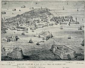 Ansicht und Plan der Insel und der Hafen von Kronstadt