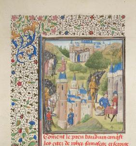 Balduin von Boulogne erobert Edessa. Miniatur aus der "Historia" Wilhelms von Tyrus
