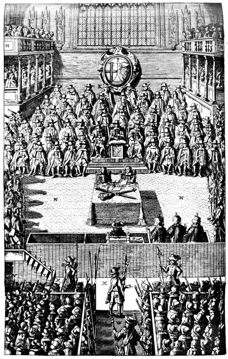 Das Gerichtsverfahren gegen König Karl I. am 4. Januar 1649 von Unbekannter Künstler