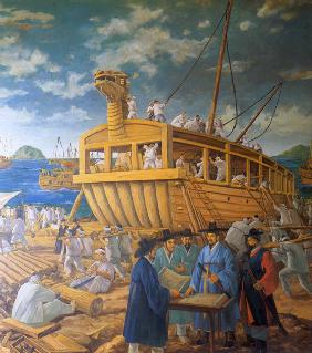 Der Bau des Schildkrötenschiffs (Aus: Zehn Szenen aus dem Leben des Yi Sun-Shin)