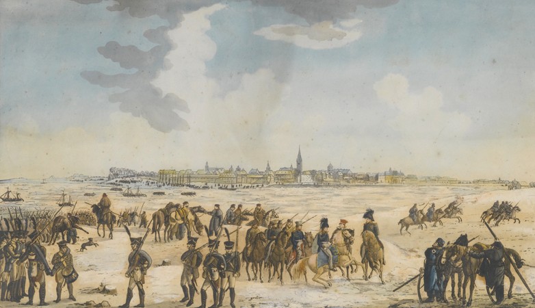 Der Rheinübergang der russischen Truppen bei Düsseldorf am 13. Januar 1814 von Unbekannter Künstler
