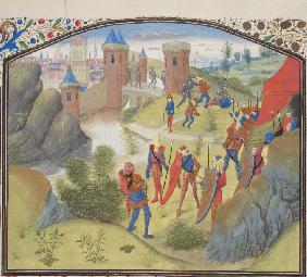 Die Belagerung Antiochias. Miniatur aus der "Historia" Wilhelms von Tyrus