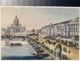 Die Isaakskathedrale und der Senatsplatz in St. Peterburg (Album von Marie Taglioni)