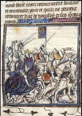 Die Schlacht gegen die Sarazenen während des Dritten Kreuzzugs (Aus Chroniques de France ou de St De
