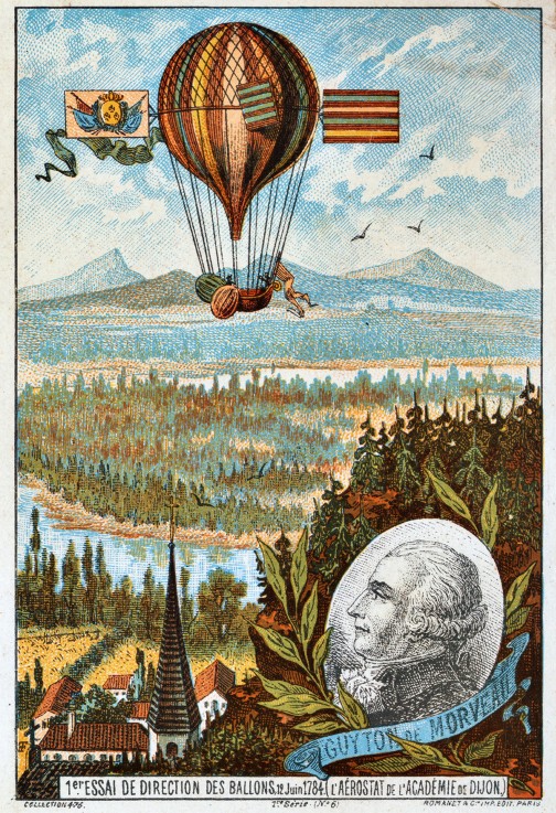 Erster Versuch eines gesteuerten Ballons von Guyton de Morveau, 1784 (Aus der Serie "Der Traum vom F von Unbekannter Künstler