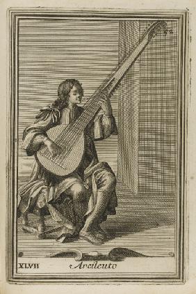 Erzlaute. Illustration aus Gabinetto armonico pieno d'instrumenti sonori von Filippo Bonanni 1722