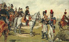 Gefangener General Pjotr Lichatschew weigert sich, das Schwert aus der hand Napoleons zu nehmen