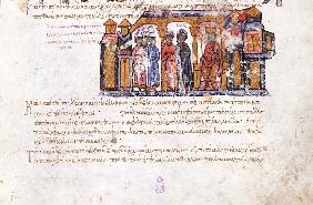 Großfürstin Olga besucht Konstantin VII. (Miniatur aus der Madrider Bilderhandschrift des Skylitzes)